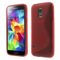 Силиконов гръб ТПУ S-Case за Samsung Galaxy S5 Mini G800 червен прозрачен